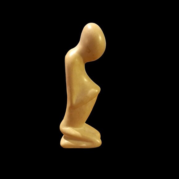 African Soapstone Figurine Sculpture, Hand Carved Soapstone Woman, Home Decor - Picture 5 of 9